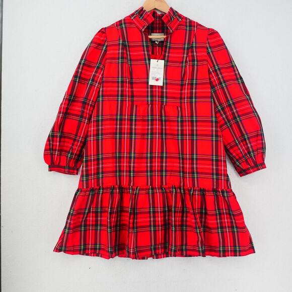 NEW Tuckernuck Women's Medium  Royal Stewart Tartan Palmerston Red Plaid Dress - Picture 3 of 13